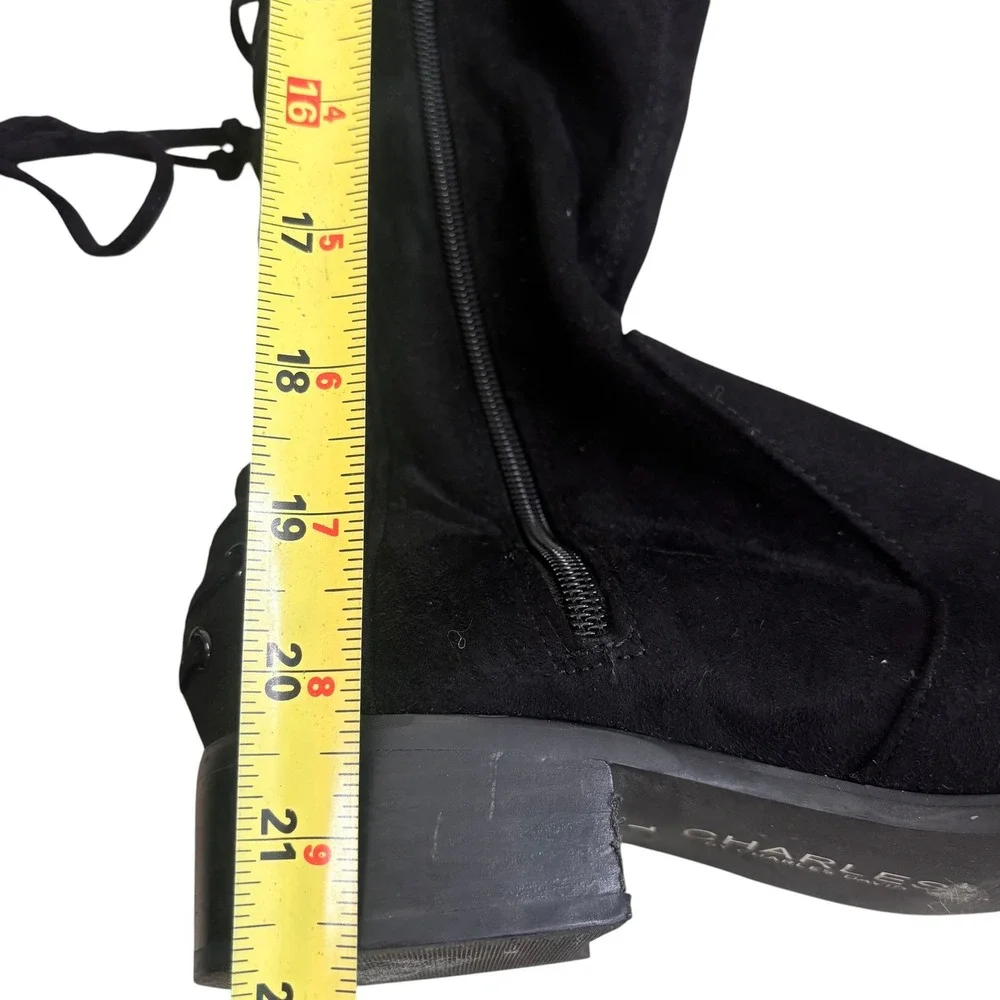 Charles by Charles David Black Faux Suede Lace Up Over The Knee Boots Size 7
